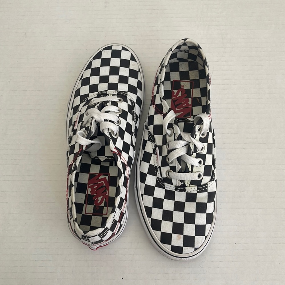 The Authentic. Vans customs checkerboard lace up sneaker